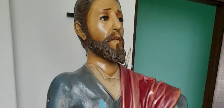 Statue of San Cristóbal, the Lord's soldier, is renewed