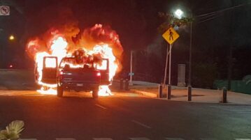 Truck catches fire at the Walmart intersection