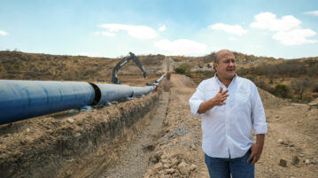 Jalisco Governor Enrique Alfaro Ramirez tours aqueduct progress