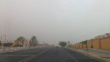 Dust storm invades Jocotepec, blotting out the mountains