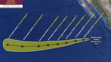 Dora upgraded from a tropical storm to a Category Two hurricane