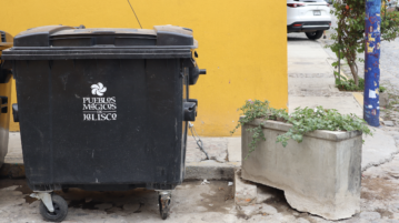 Repaired planters in the center of Ajijic repeatedly damaged