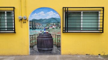 “Wine barrel” by Jorge Luis, 64 Hildago, Ajijic. Painted 7/20/22.