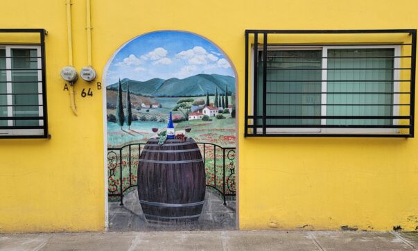 “Wine barrel” by Jorge Luis, 64 Hildago, Ajijic. Painted 7/20/22.